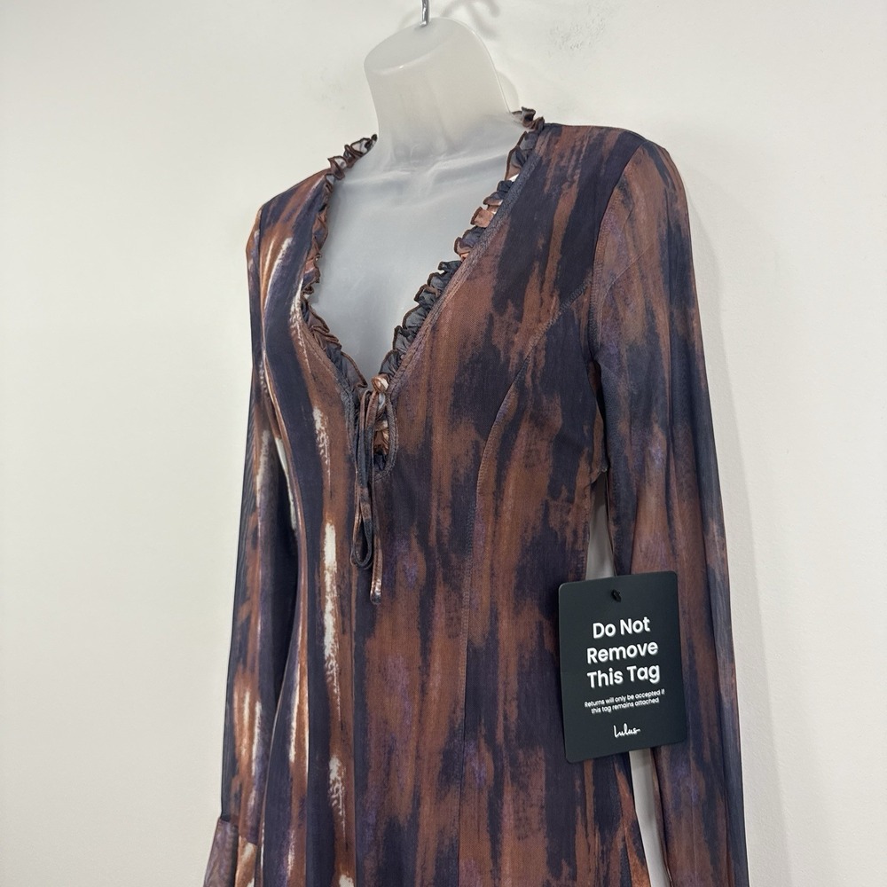 Lulus Aymeline Dress M NWT Forest Fairy Grunge Goblincore Mesh Midi Whimsigoth